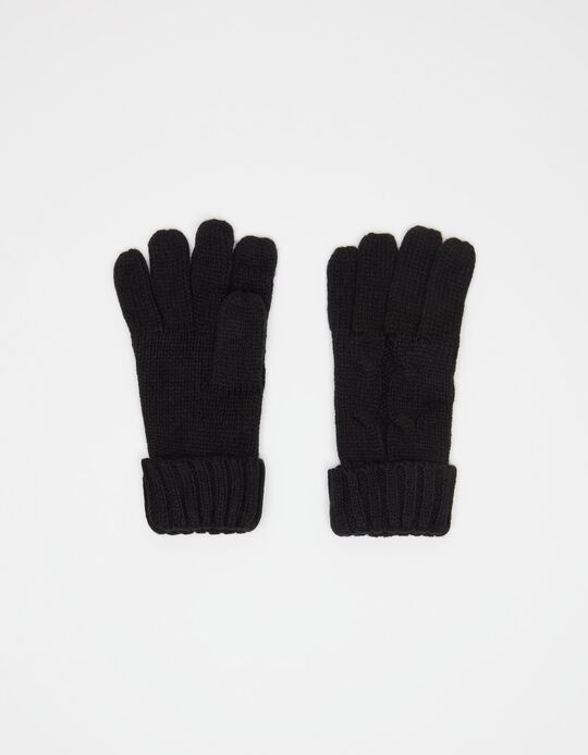 Knitted Gloves, Women, Black