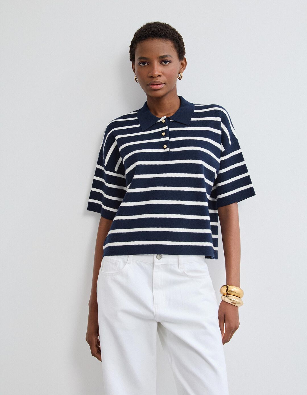 Polo de Malha, Mulher, Azul Escuro