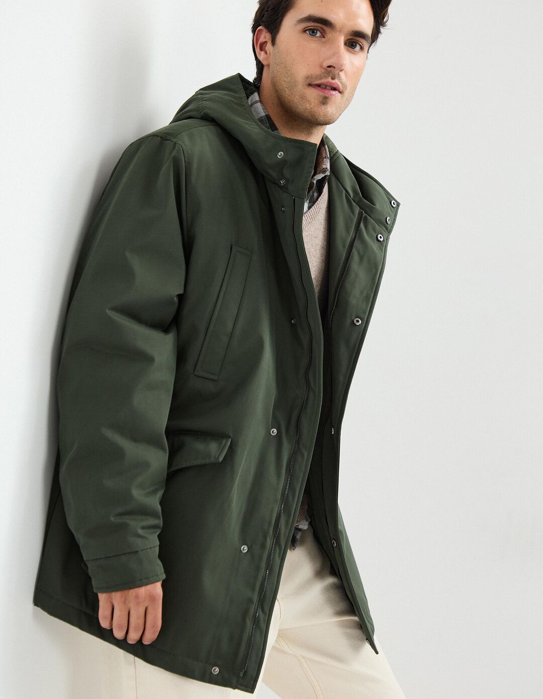 Parka com Capuz, Homem, Verde Escuro