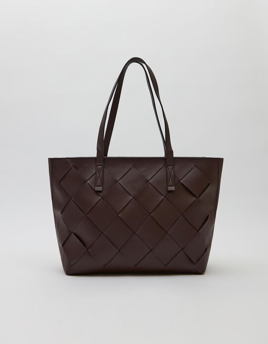Braided Shopper Bag, Women, Brown