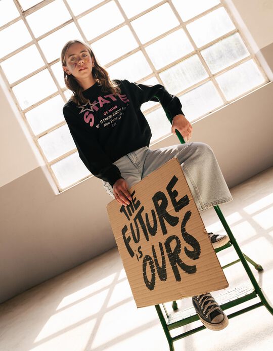 Comprar Online Sweatshirt Com Estampado, Menina, Preto