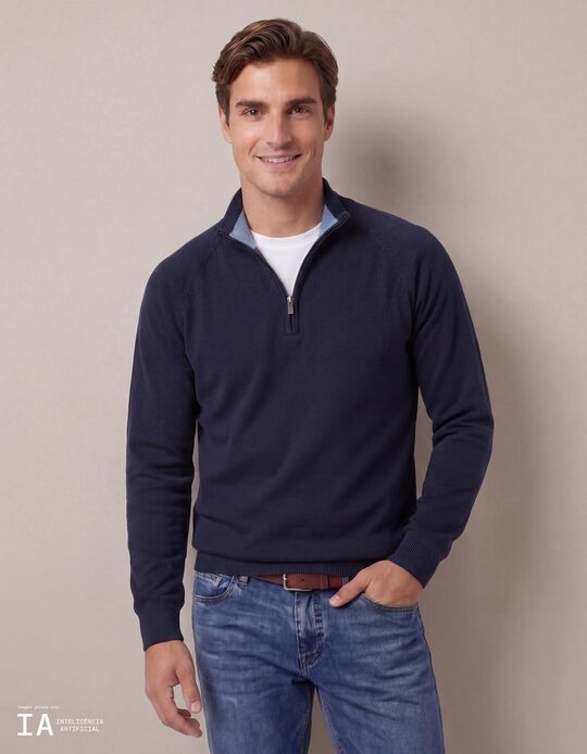 Comprar Online Camisola de Malha, Homem, Azul Escuro