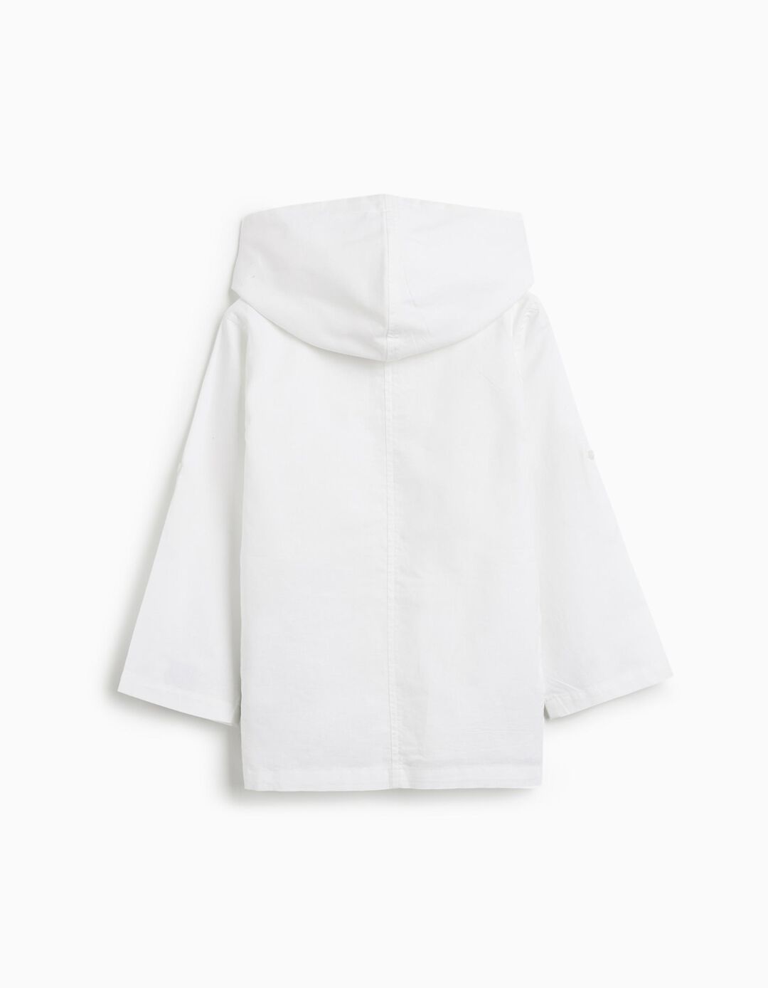 Camisola Capuz com Linho, Menino, Branco