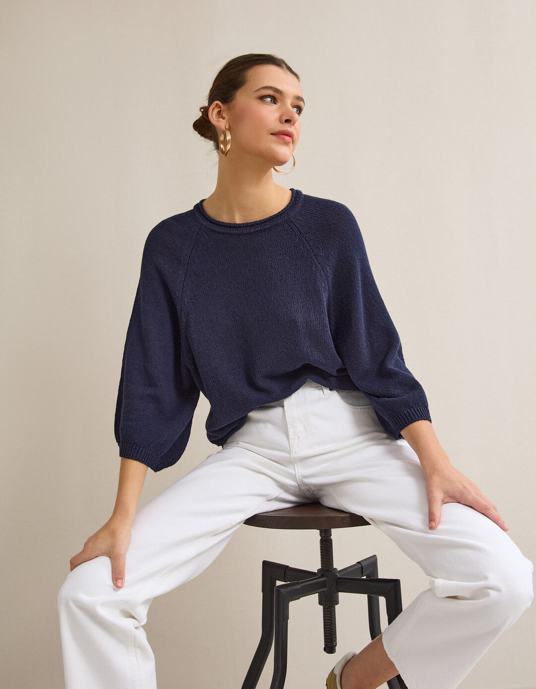 Camisola de Malha, Mulher, Azul Escuro