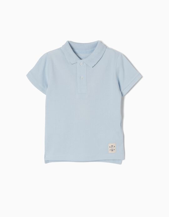 Polo Manga Curta B&aacute;sico Azul Claro
