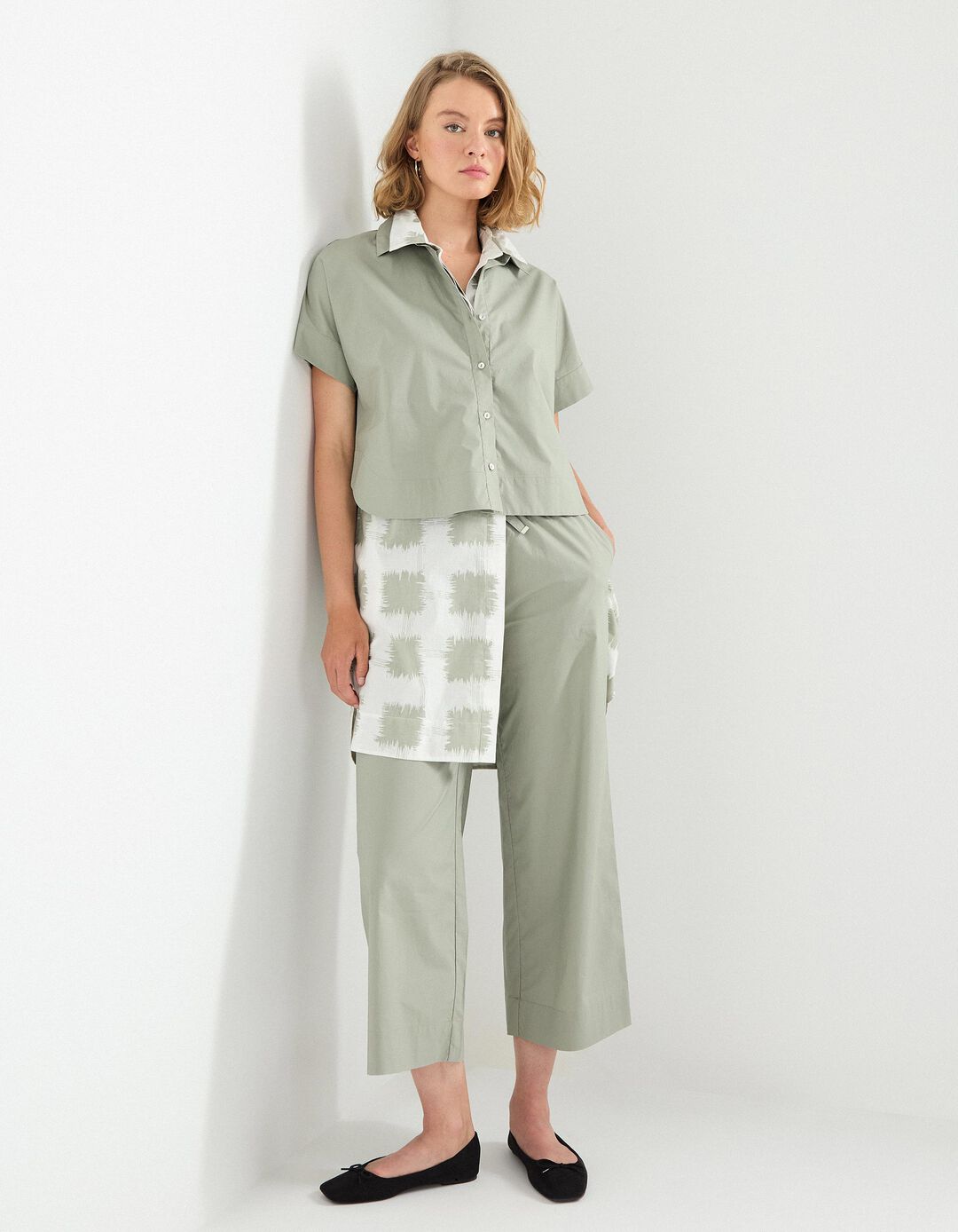 Camisa de Manga Curta, Mulher, Verde