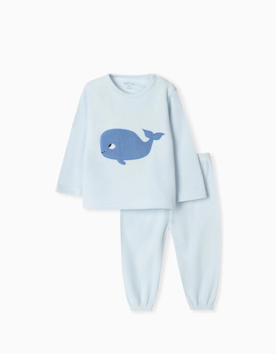 Whale' Polar Fleece Pyjamas, Babies, Blue