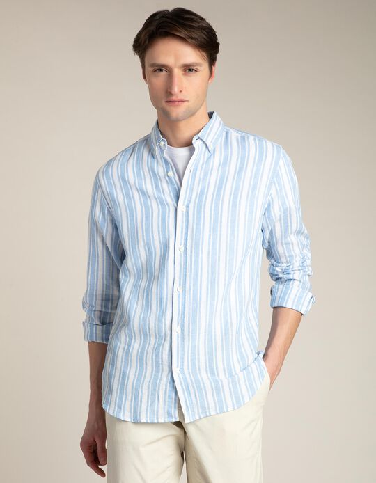 Camisa slim fit &agrave;s riscas