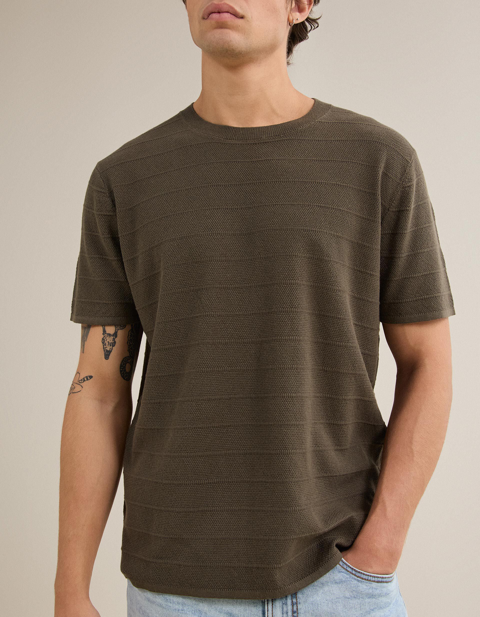 Comprar Online T-shirt Em Malha Tricotada, Homem, Verde Escuro