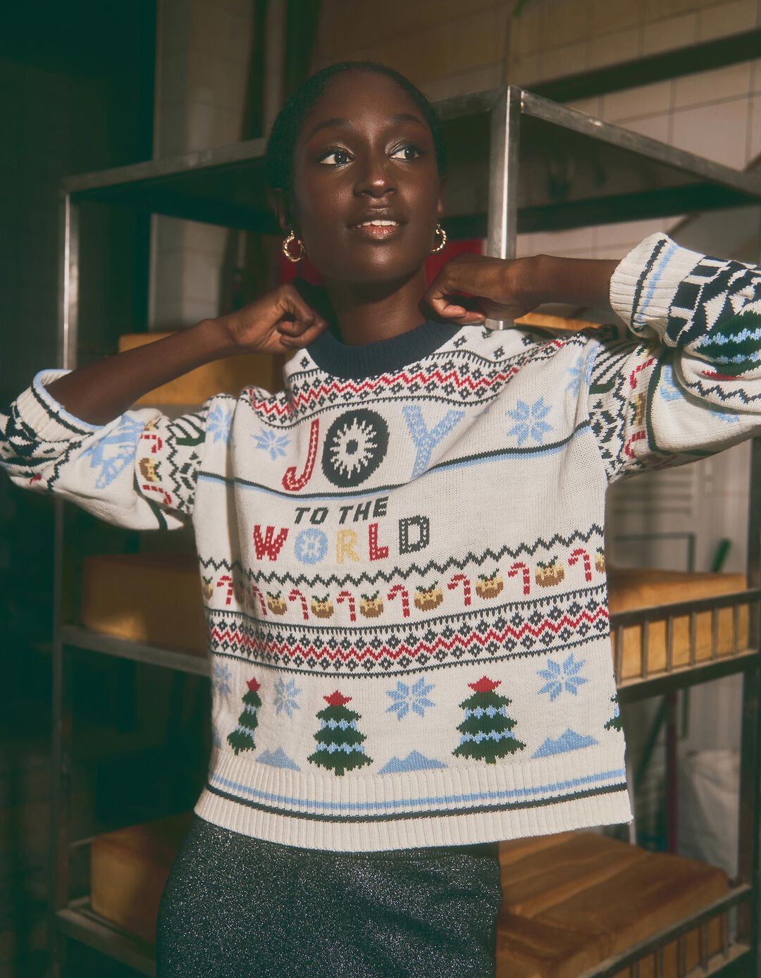 Camisola Natal de Malha, Mulher, Bege