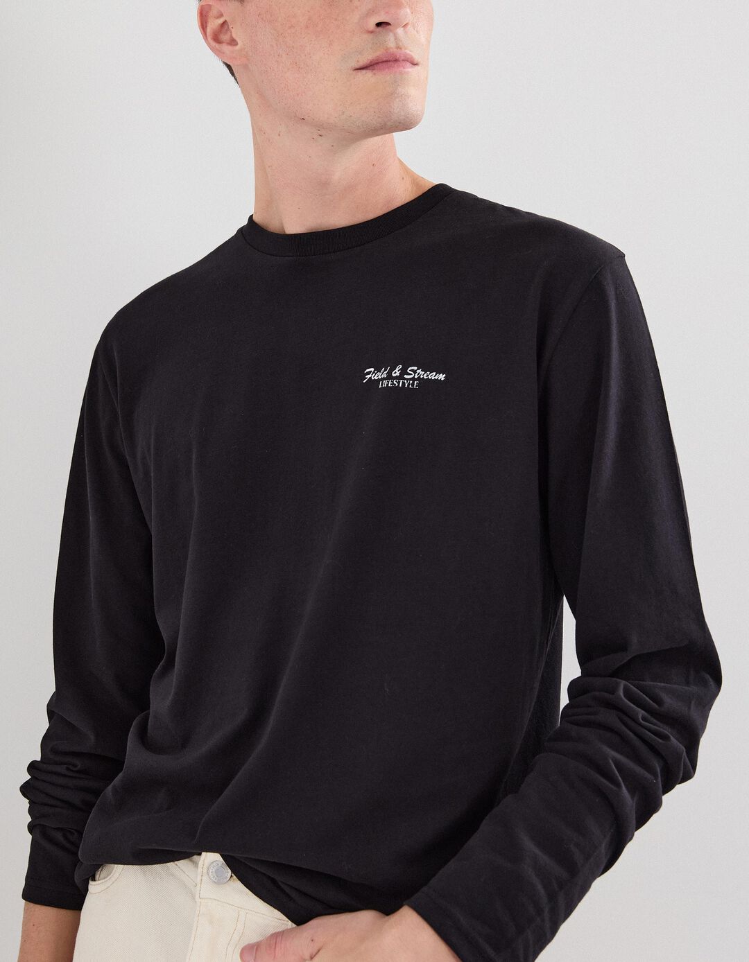 T-shirt Manga Comprida, Homem, Preto