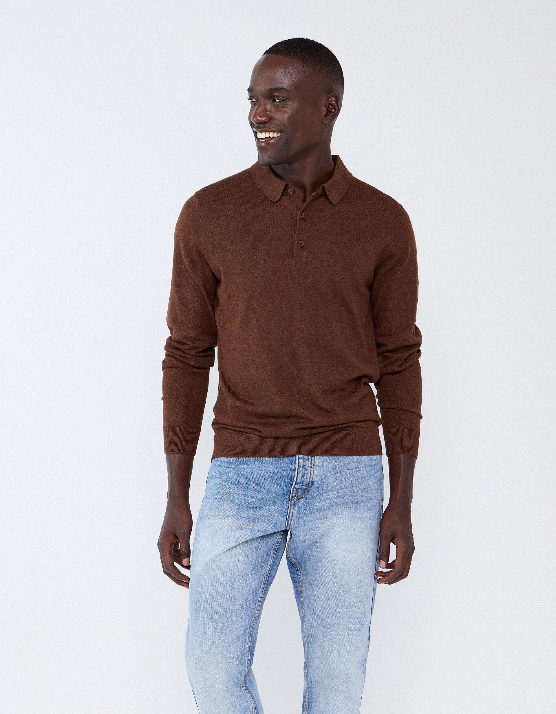 Comprar Online Polo De Malha Com Caxemira, Homem, Castanho Escuro