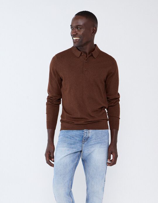 Comprar Online Polo De Malha Com Caxemira, Homem, Castanho Escuro