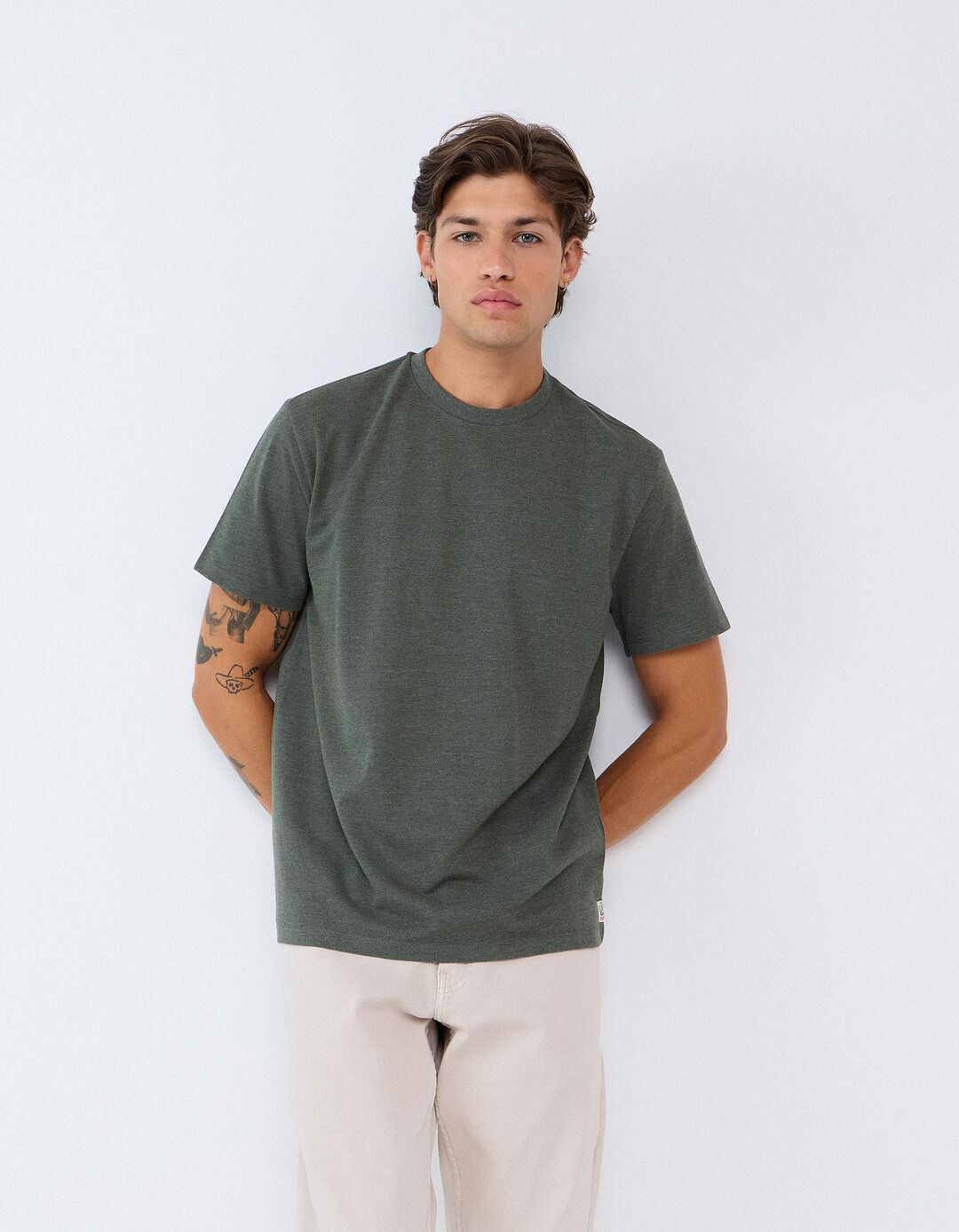 T-shirt Piquet, Homem, Verde Escuro