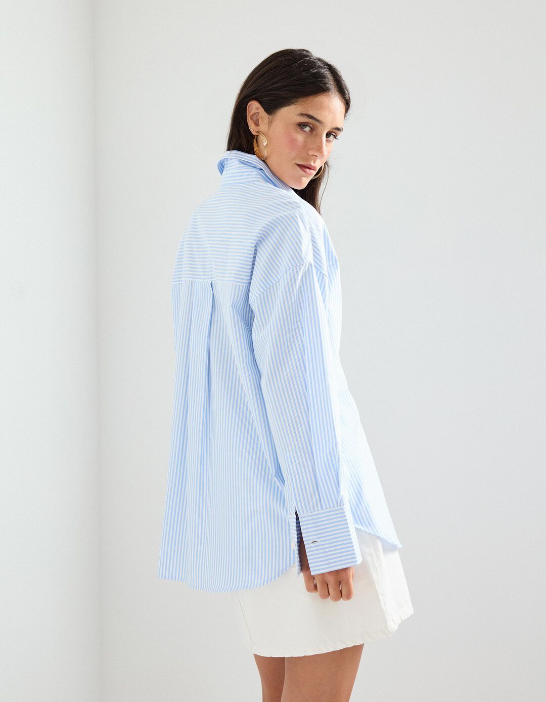 Camisa Riscas Oxford, Mulher, Branco