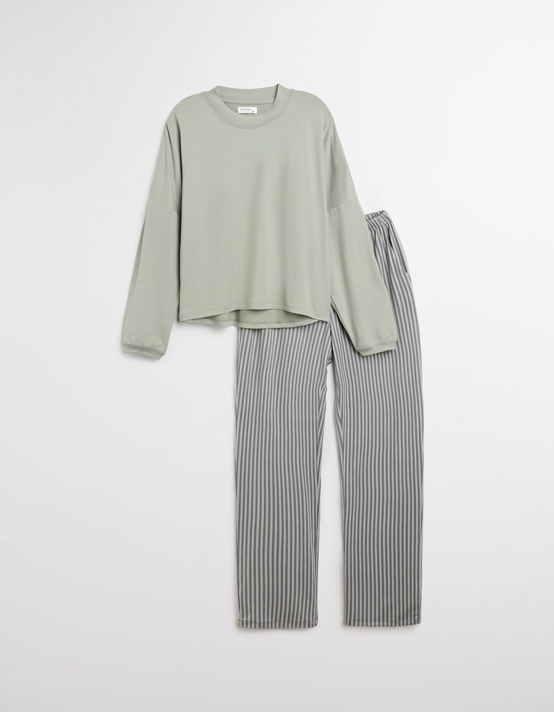 Pijama Riscas, Mulher, Cinzento Claro 