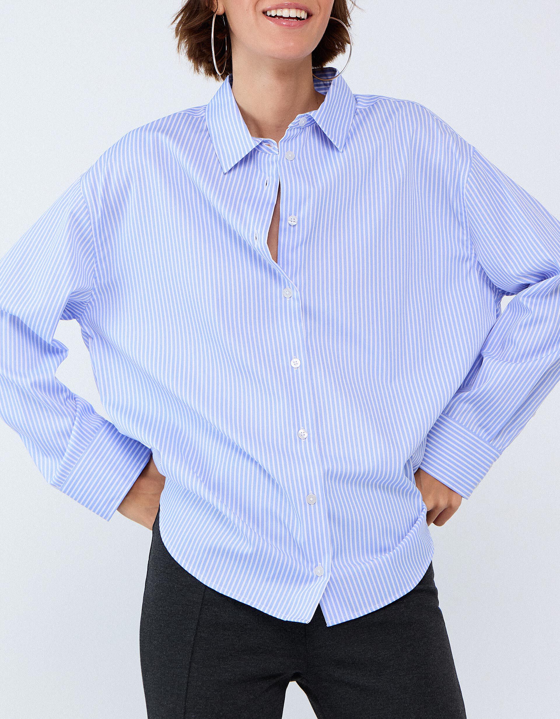 Comprar Online Camisa &Agrave;s Riscas, Mulher, Azul Claro
