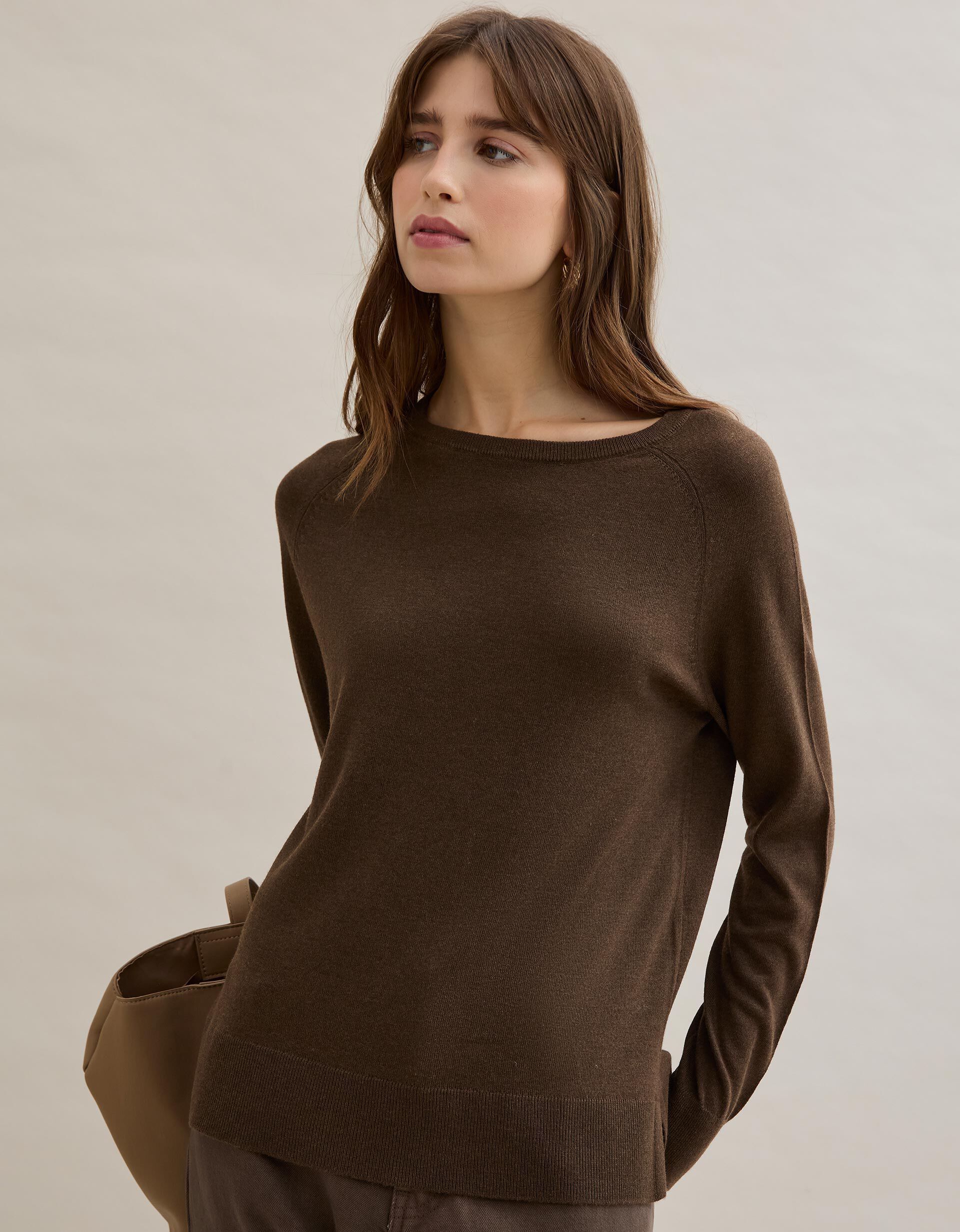 Comprar Online Camisola com Caxemira, Mulher, Castanho