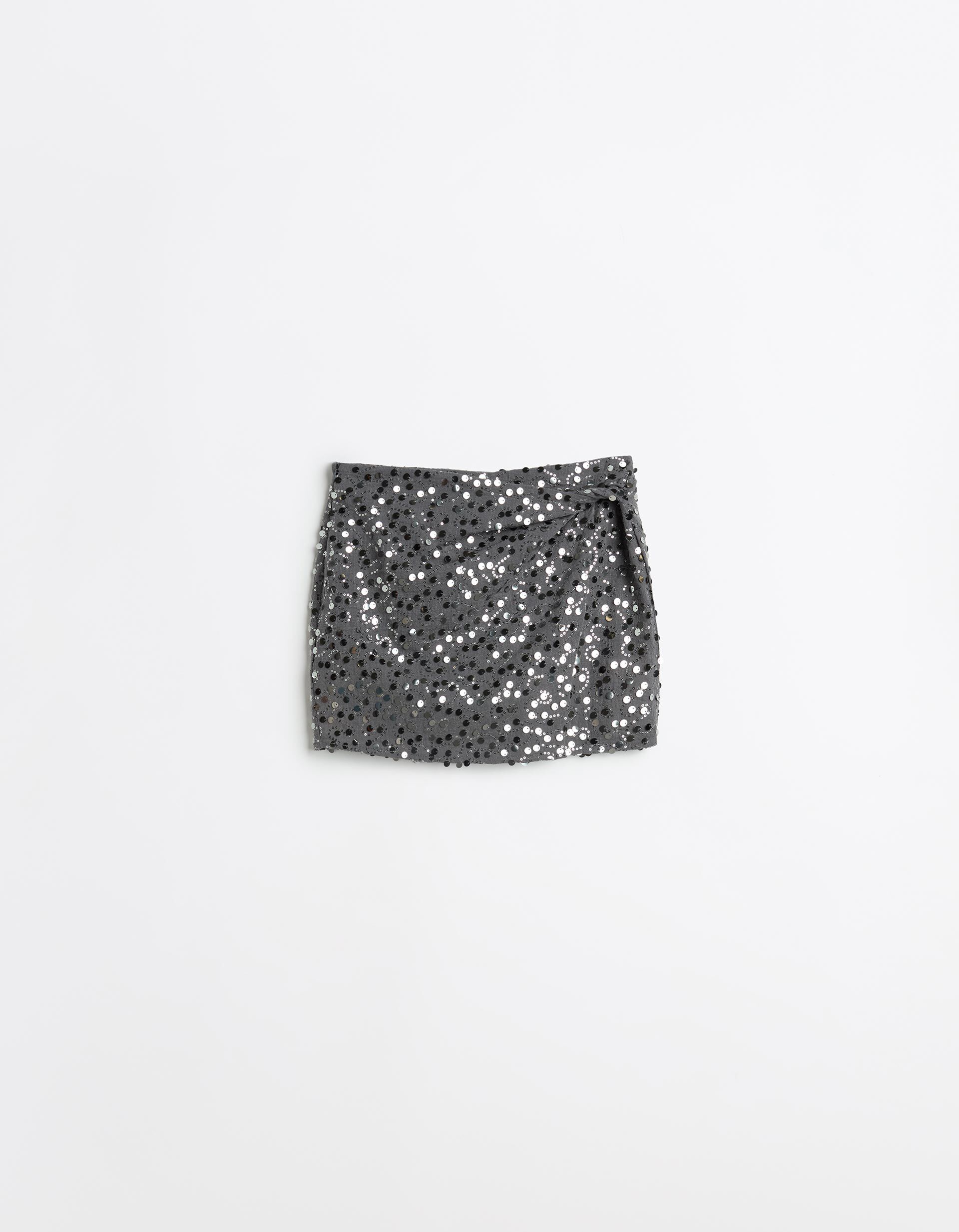 Comprar Online Mini-saia com Lantejoulas, Mulher, Cinzento