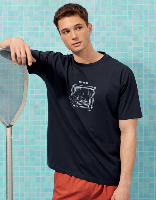 Comprar Online T-shirt Estampada, Homem, Azul Escuro