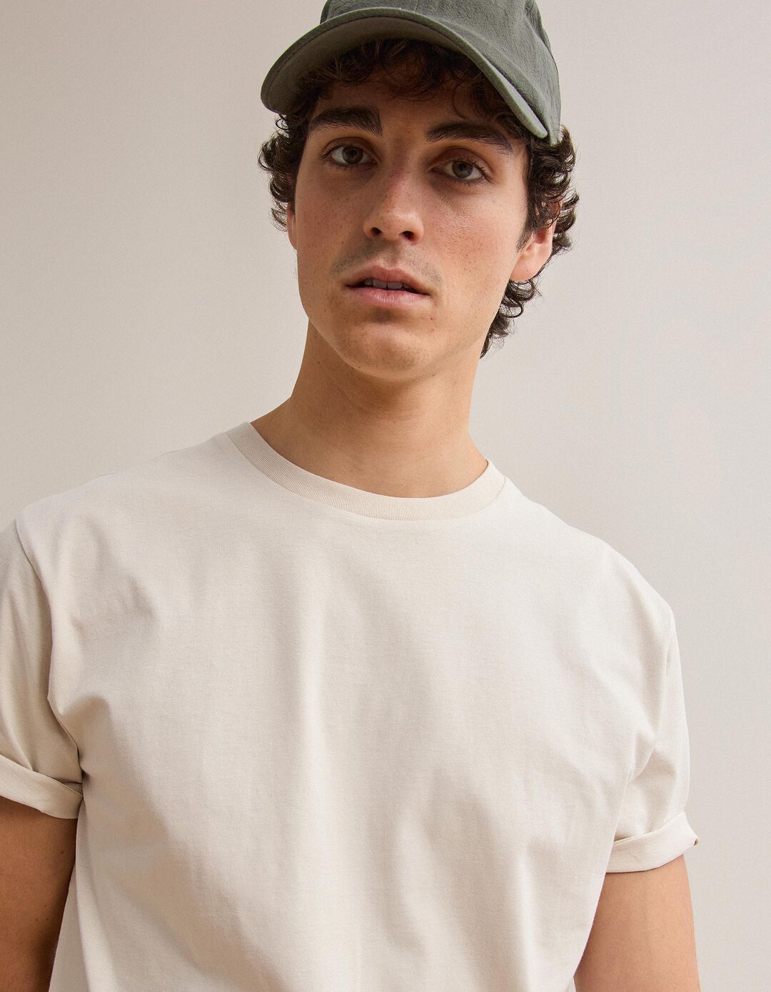 T-shirt Manga Curta, Homem, Bege Claro
