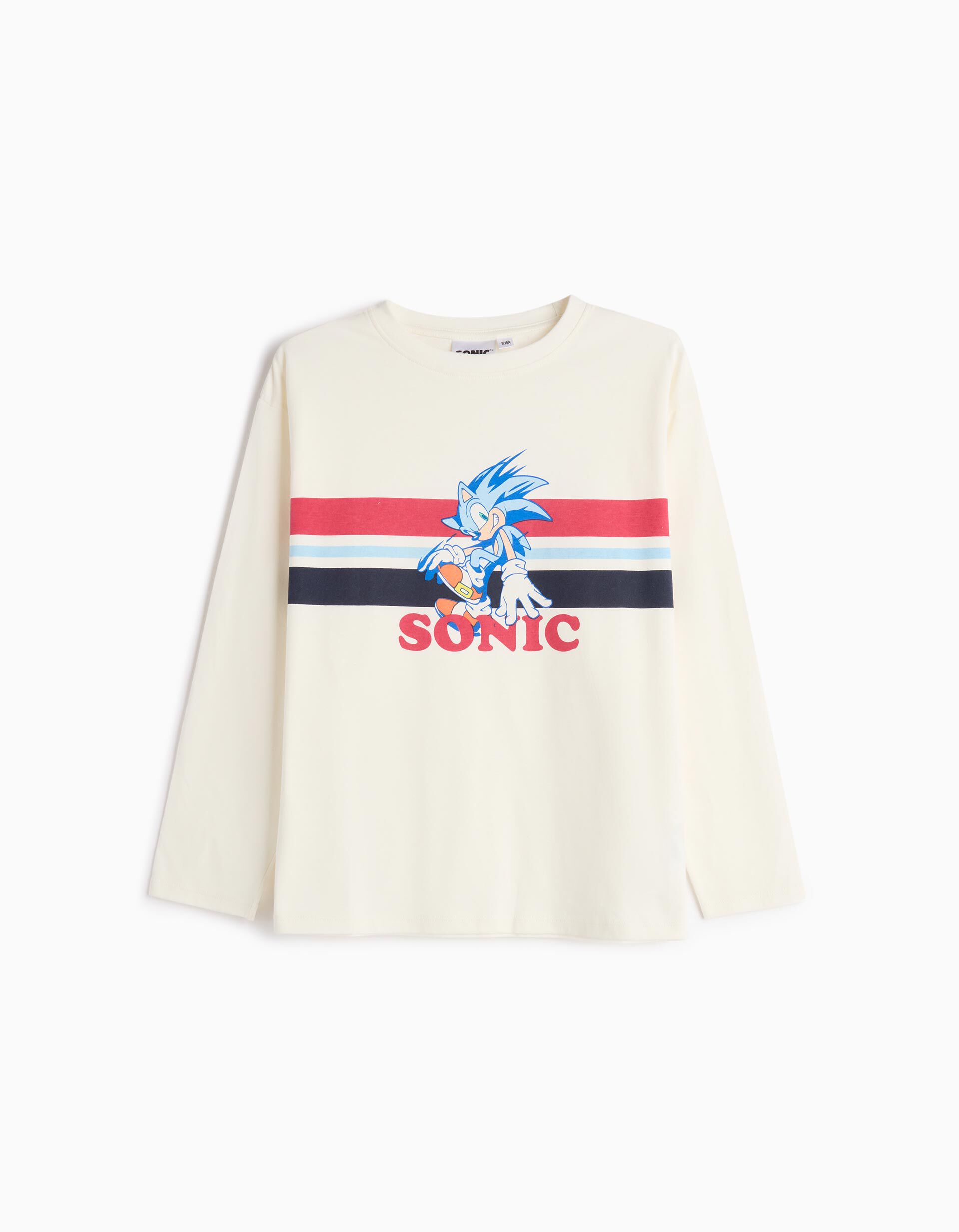 T-shirt de Manga Comprida 'Sonic', Menino, Branco