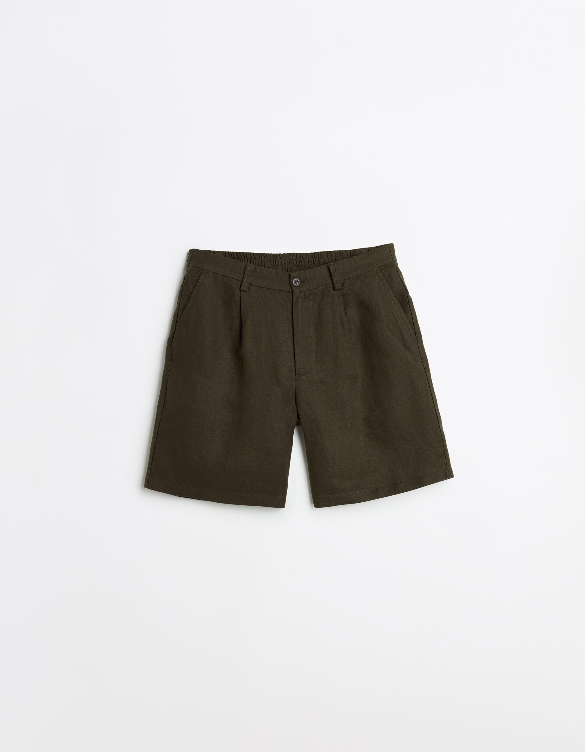 Comprar Online Cal&ccedil;&otilde;es 100% Linho, Homem, Verde Escuro