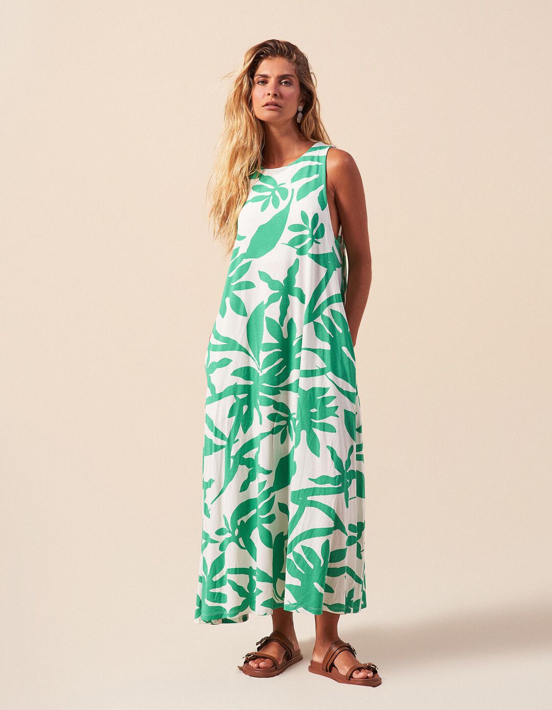 Vestido Comprido, Mulher, Verde