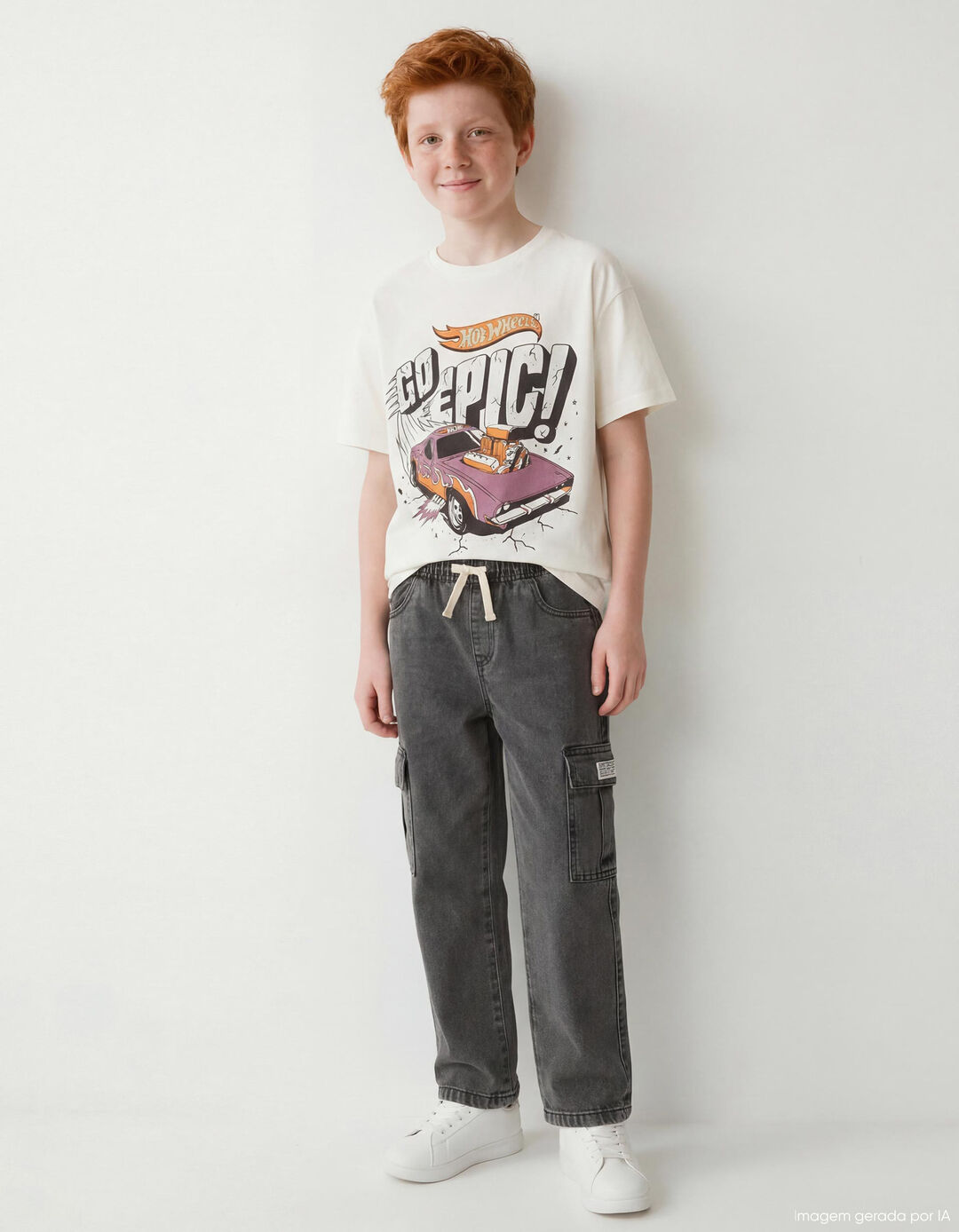 Cal&ccedil;as de Ganga Cargo, Menino, Cinzento