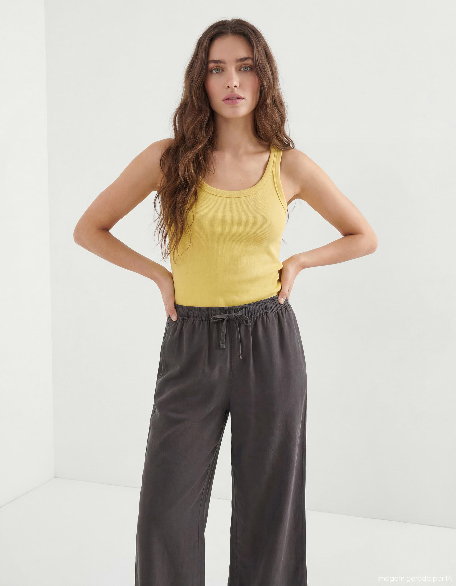 Comprar Online Tank Top Canelado, Mulher, Amarelo Claro