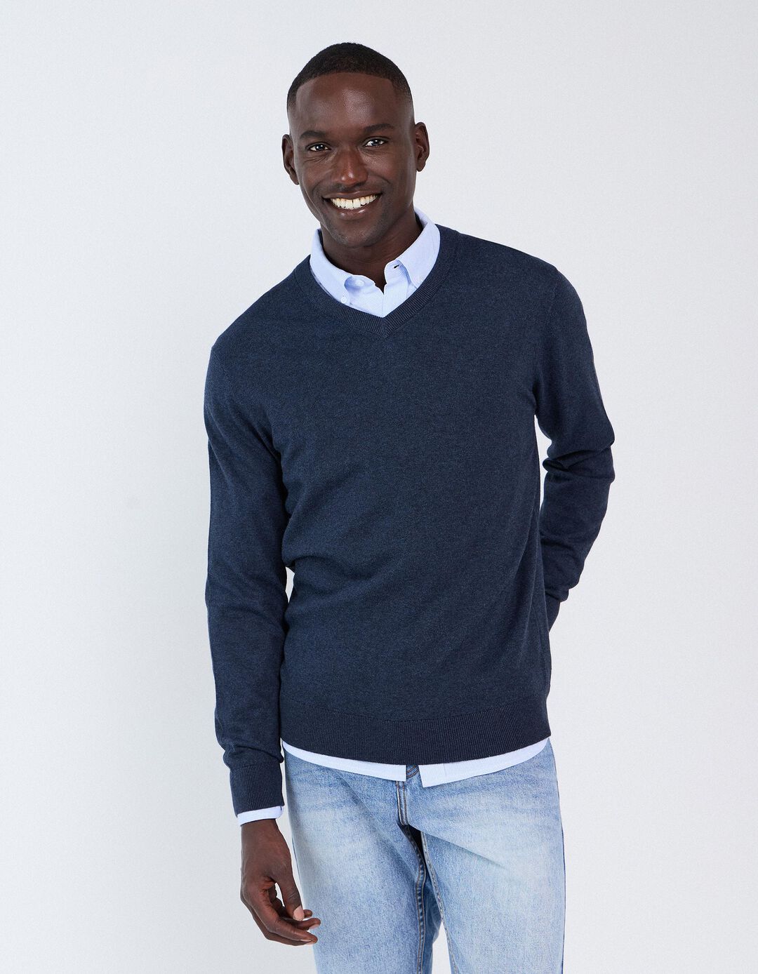 Camisola De Malha Com Caxemira, Homem, Azul Escuro