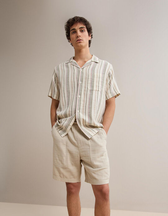 Comprar Online Camisa Riscas, Homem, Bege