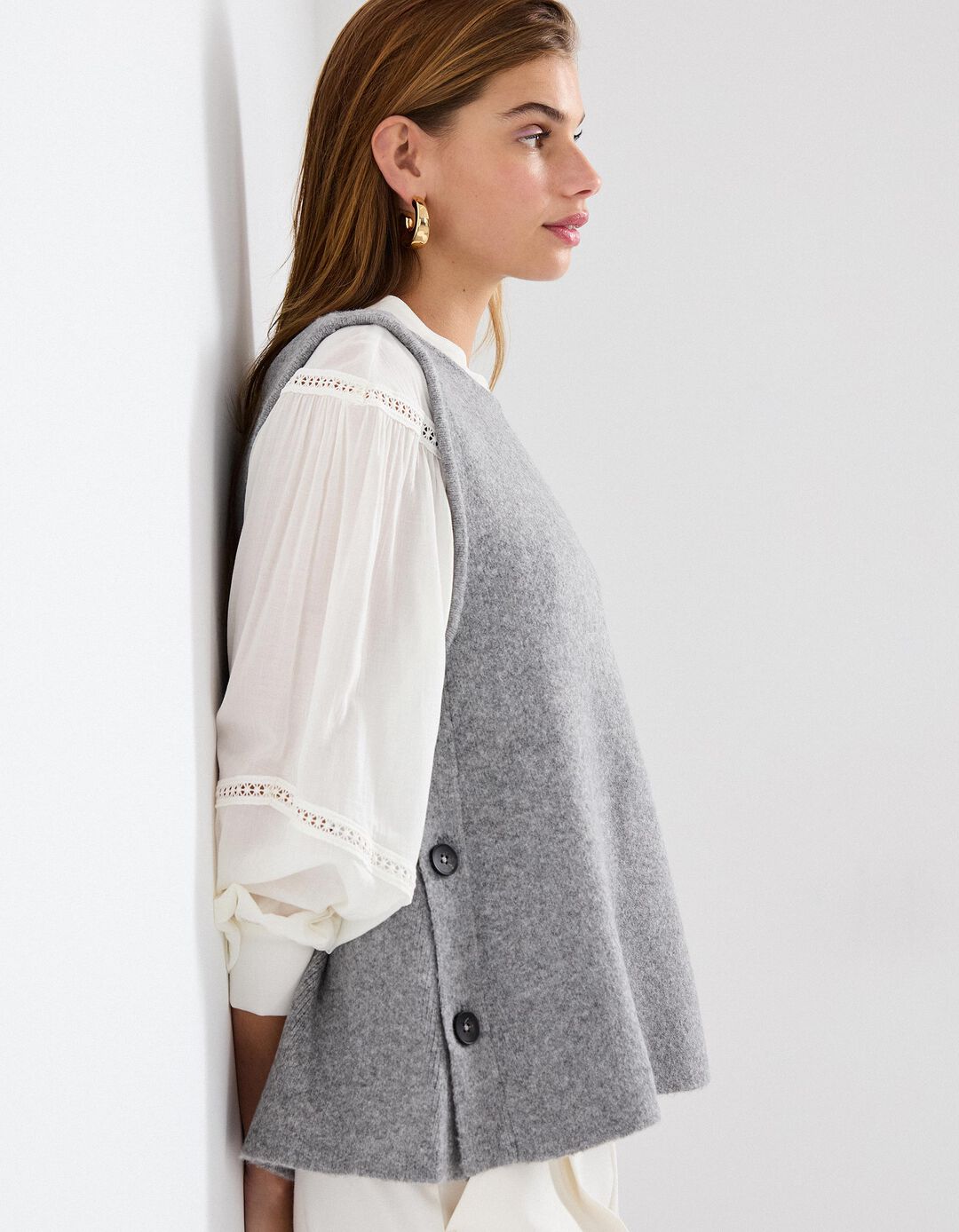 Colete de Malha, Mulher, Cinzento Escuro