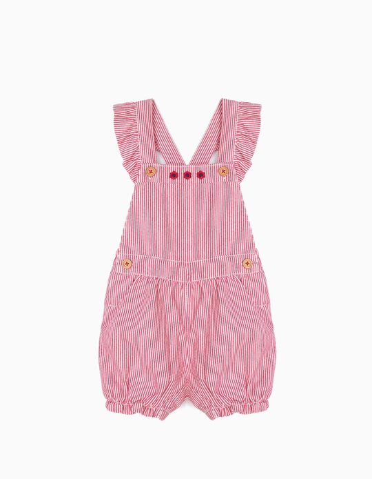 Macac&atilde;o para Beb&eacute; Menina Riscas, Vermelho