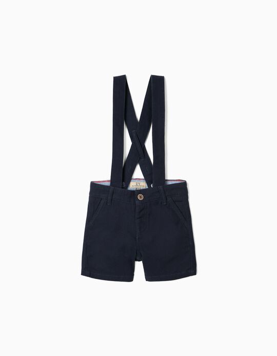 Textured Shorts with Detachable Straps for Baby Boys 'B&S', Dark Blue