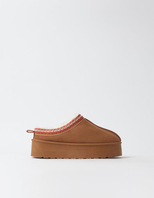 Comprar Online Pantufas Com Plataforma, Mulher, Bege 