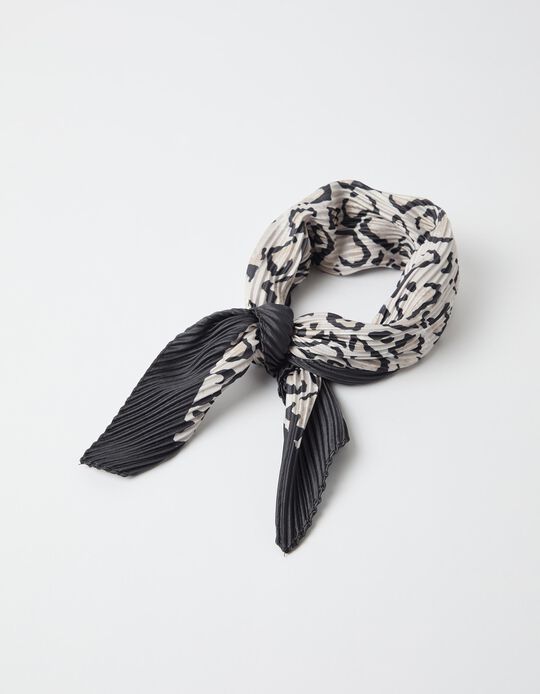 Comprar Online Len&ccedil;o Plissado Animal Print, Mulher, Branco
