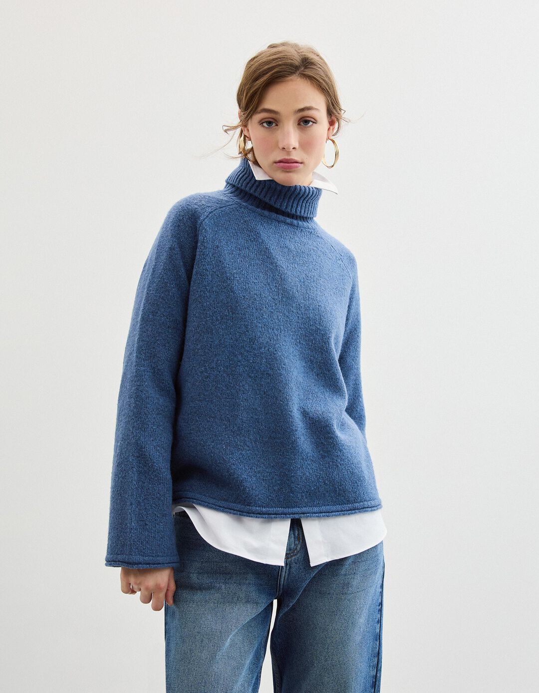 Camisola com L&atilde;, Mulher, Azul Escuro