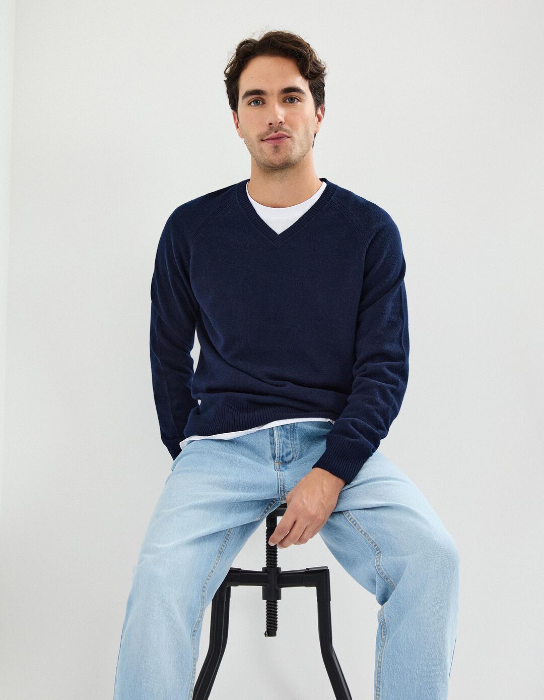 Camisola com Lã, Homem, Azul Escuro
