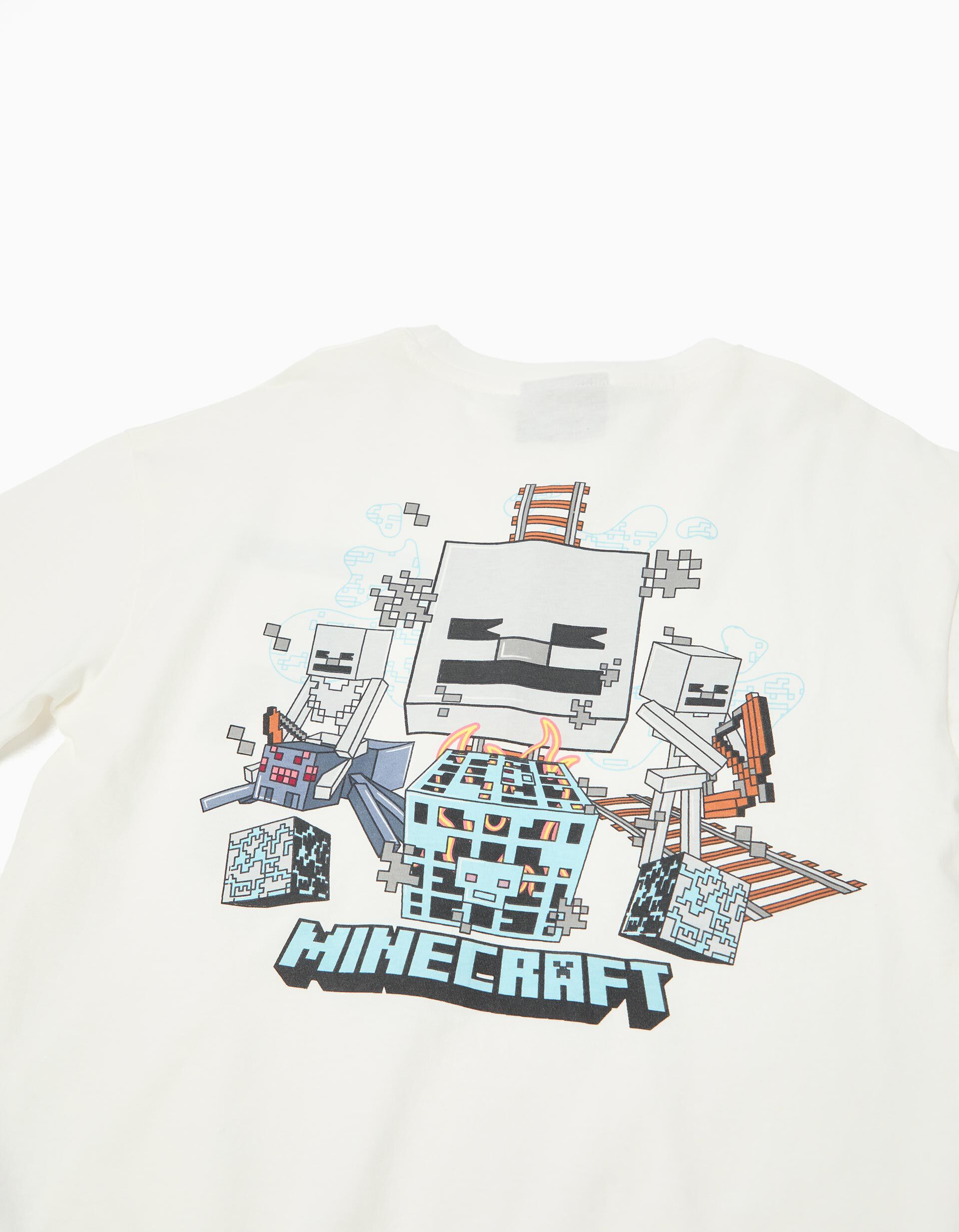 Comprar Online T-shirt Manga Comprida 'Minecraft', Menino, Branco