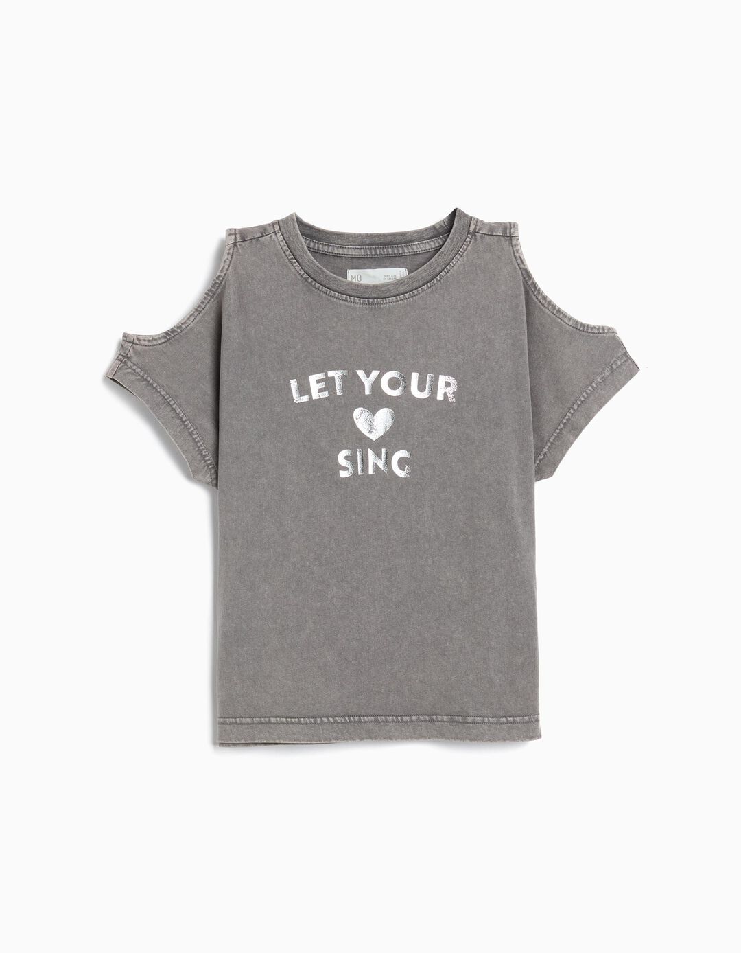 T-shirt Manga Curta Cut Out, Menina, Cinzento