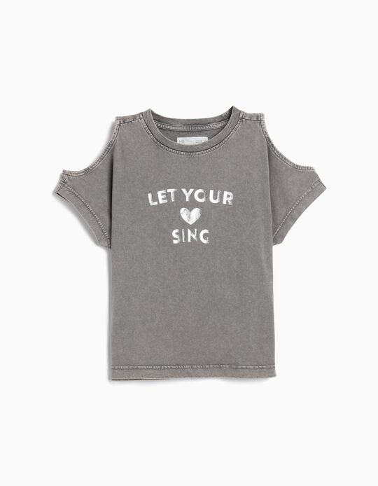 Comprar Online T-shirt Manga Curta Cut Out, Menina, Cinzento