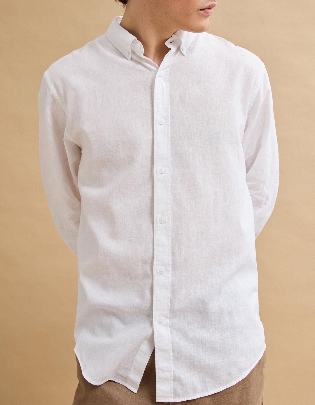 Camisa com Linho, Homem, Branco