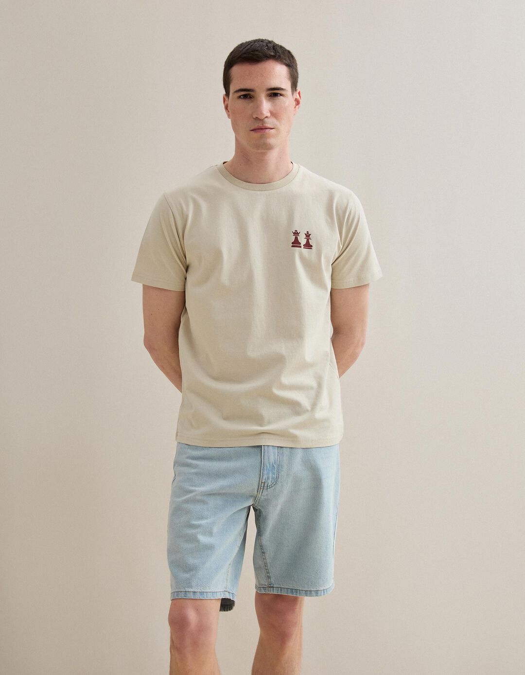 T-shirt Jersey Estampado, Homem, Bege