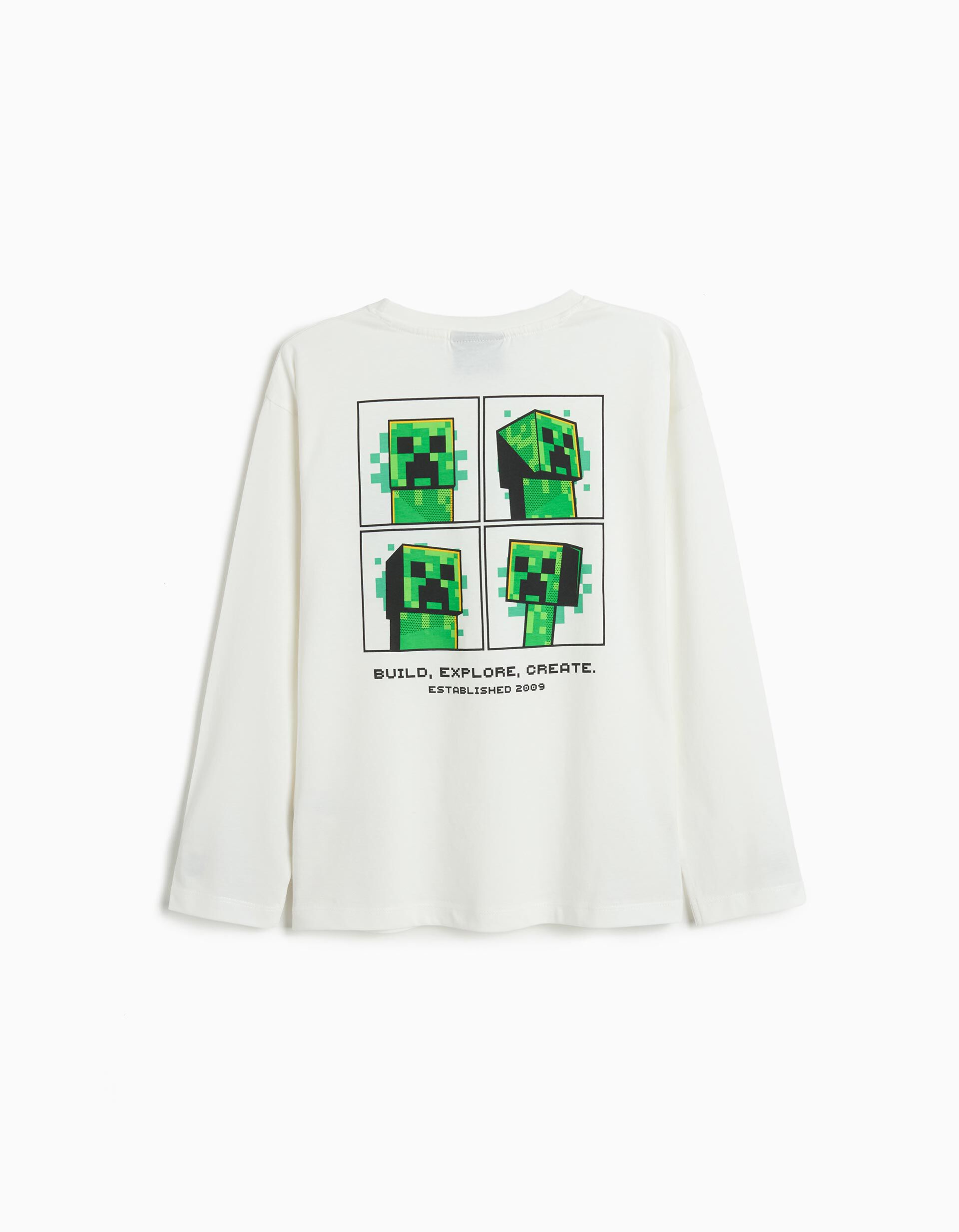 Comprar Online T-shirt Manga Comprida 'Minecraft', Menino, Branco