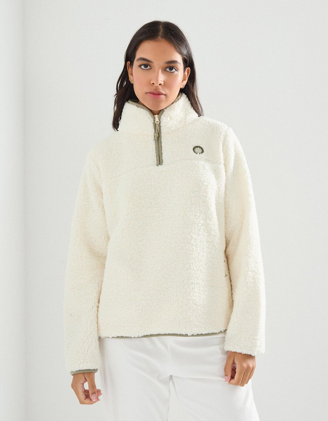 Sweatshirt Sherpa, Mulher, Bege Claro 