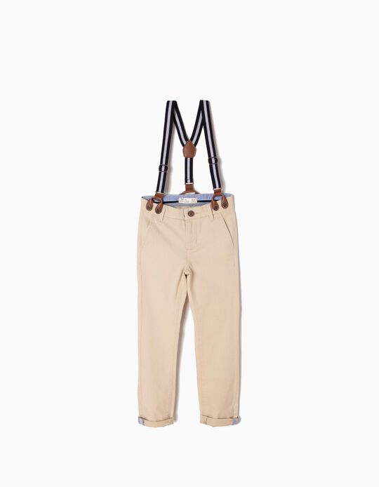 Beige Trousers with Braces