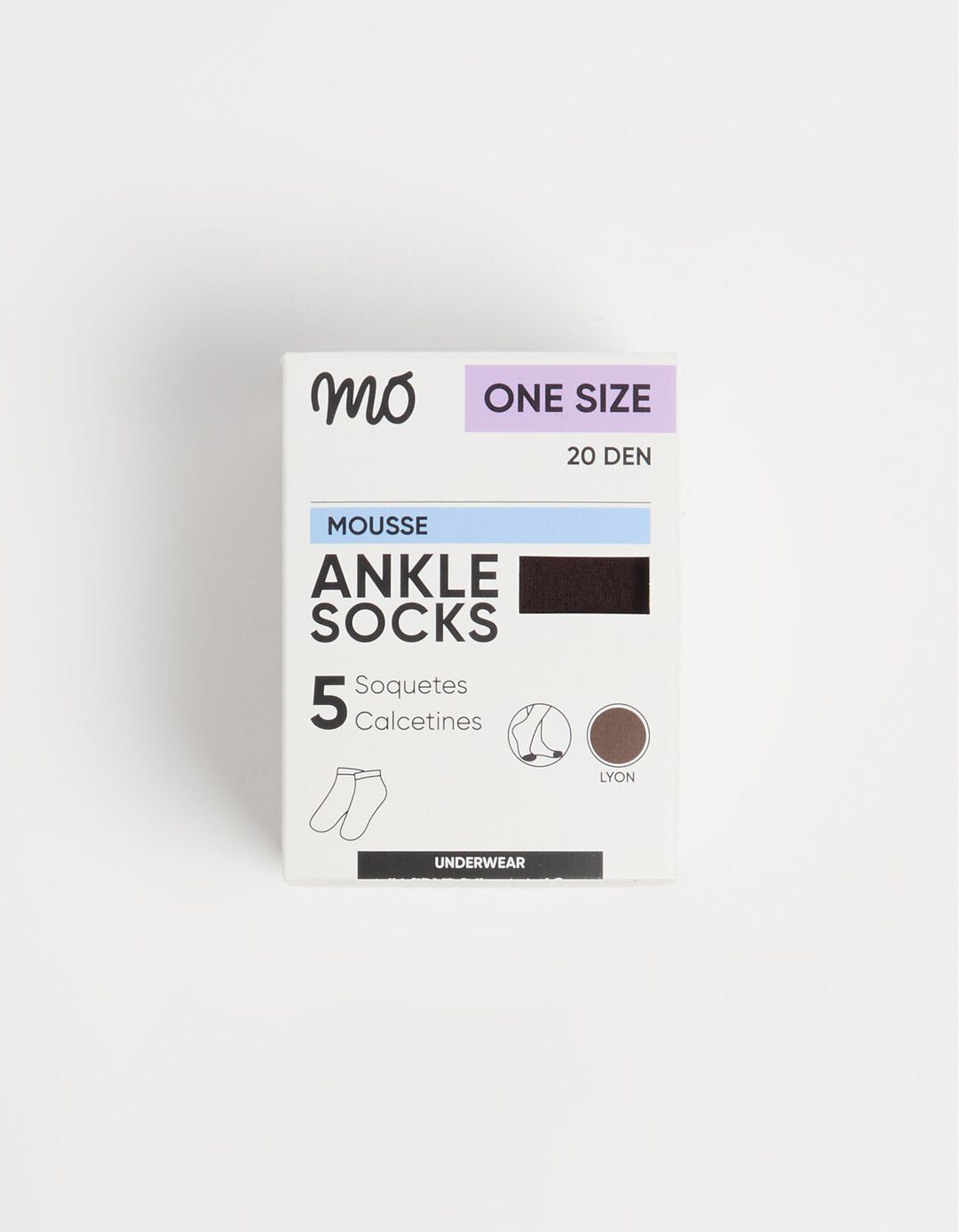 Pack 5 Pares de Meias Tornozelo 20 DEN, Mulher, Castanho