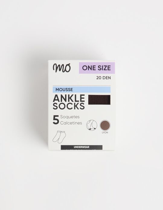Comprar Online Pack 5 Pares de Meias Tornozelo 20 DEN, Mulher, Castanho