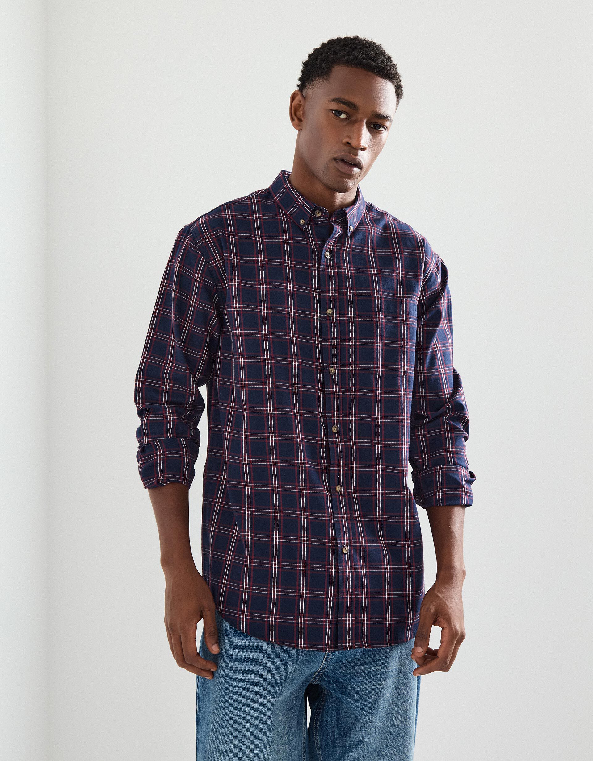 Comprar Online Camisa de Xadrez, Homem, Vermelho Escuro 